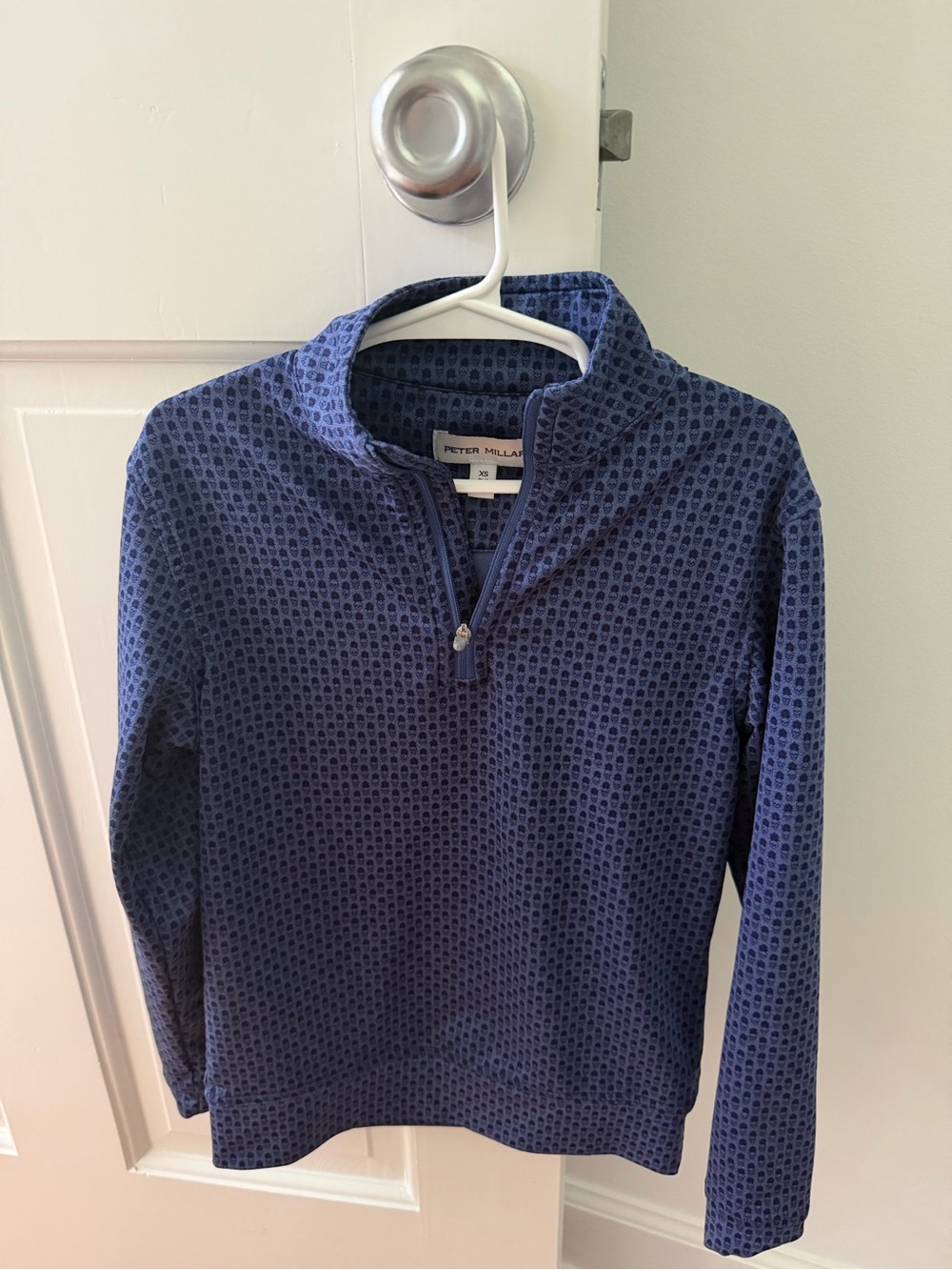 Peter Millar Women's Navy Textured Quarter-Zip Pullover